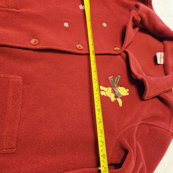 Vtg 90's Disney Store Large Winnie The Pooh Snowflake Fleece Fringe Hem Jacket - Picture 6 of 7